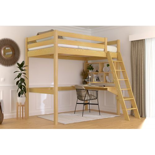 Lit Mezzanine 1 Place Bois Sylvia 120x200 Échelle Inclinée