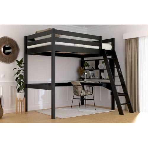Lit Mezzanine 1 Place Bois Sylvia 120x200 Échelle Inclinée