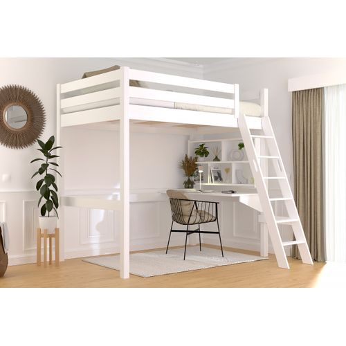 Lit Mezzanine 1 Place Bois Sylvia 120x200 Échelle Inclinée