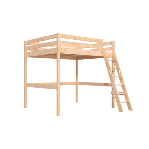 Lit Mezzanine 2 Places Bois Sylvia 160x200 Échelle Inclinée