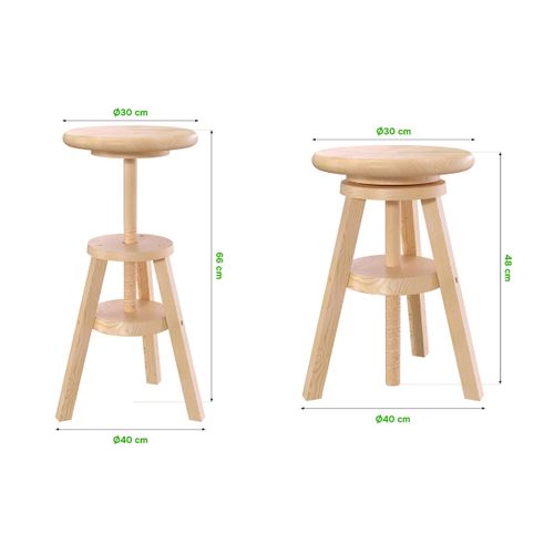 Tabouret Réglable à Vis En Bois