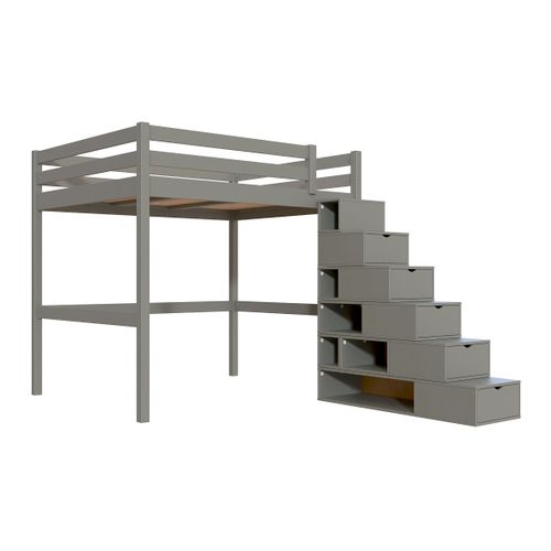 Lit Mezzanine Bois 160x200 Avec Escalier Cube Sylvia