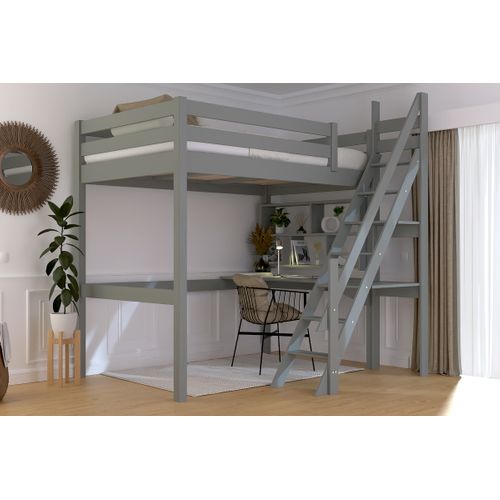 Lit Mezzanine Bois 120x200 Sylvia Avec Escalier De Meunier