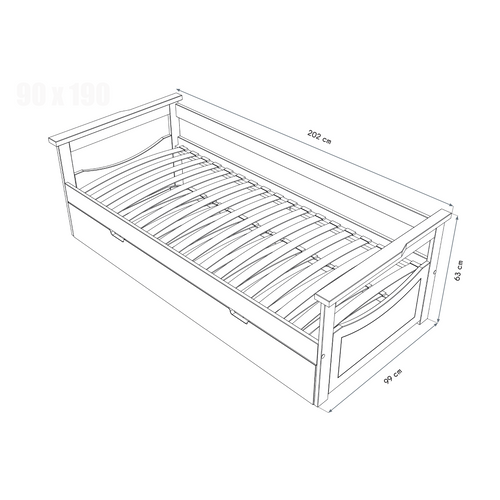 Lit Gigogne 90x190 Topaze Pin Massif
