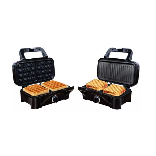 Gaufrier + Grill 2 En 1, 1 Plaque Gaufres, 1 Plaque Gril Interchangeables 8368 Speedn Mixt 1200