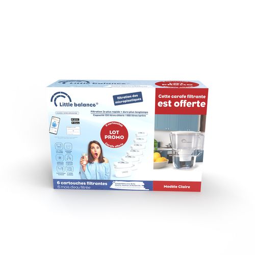 Carafe Filtrante + Lot De 6 Cartouches Filtrantes - 8634