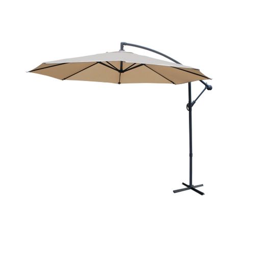 Parasol Déporté Rond D.300cm  - Hardelot - Beige - Manivelle Anti-retour - Toile Déperlante - Facile