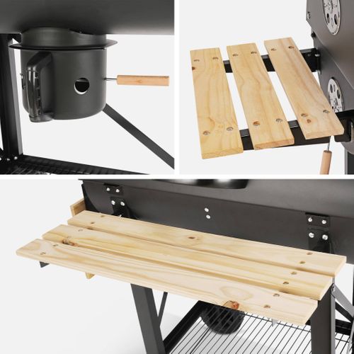 Barbecue Américain Charbon De Bois - Serge Noir - Smoker Américain Avec Aérateurs. Récupérateur De