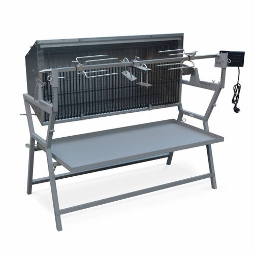 Rôtissoire Électrique Inclinable -  Mathurin Inox - Tournebroche. Barbecue Au Charbon De Bois À