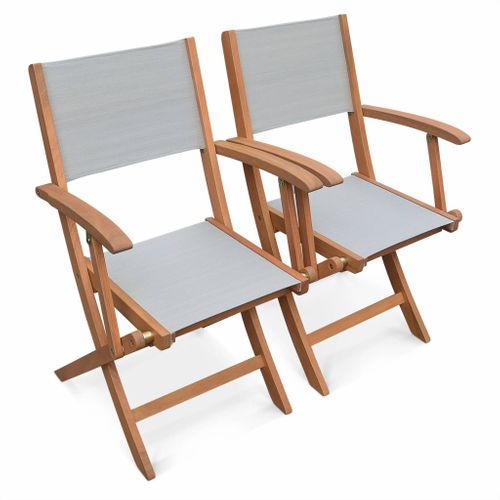 Table De Jardin Extensible Bois D'eucalyptus + 6 Assises - Almeria - Table 120/180cm Avec Rallonge.