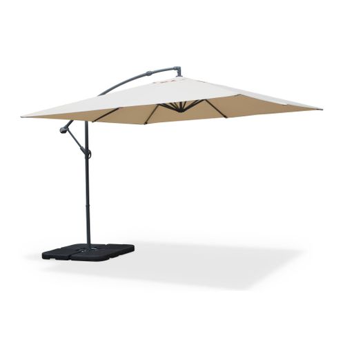 Parasol Déporté Carré 3x3m - Hardelot 3x3m - Beige - Manivelle Anti-retour - Toile Déperlante -