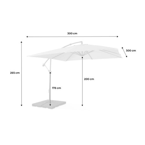 Parasol Déporté Carré 3x3m - Hardelot 3x3m - Beige - Manivelle Anti-retour - Toile Déperlante -