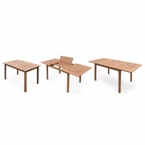 Table De Jardin Extensible Bois D'eucalyptus + 6 Assises - Almeria - Table 120/180cm Avec Rallonge.