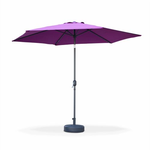 Parasol Droit Rond D.300cm - Touquet Prune - Mât Central En Aluminium Orientable Et Manivelle