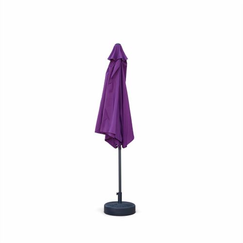 Parasol Droit Rond D.300cm - Touquet Prune - Mât Central En Aluminium Orientable Et Manivelle