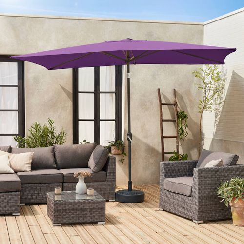 Parasol Droit Rectangulaire 2x3m - Touquet Prune - Mât Central En Aluminium Orientable Et Manivelle
