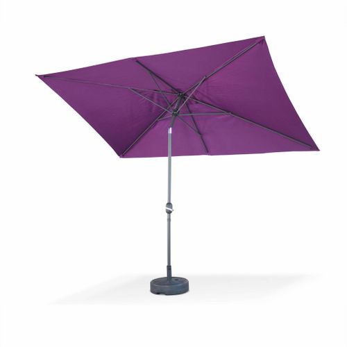 Parasol Droit Rectangulaire 2x3m - Touquet Prune - Mât Central En Aluminium Orientable Et Manivelle