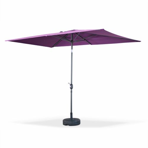 Parasol Droit Rectangulaire 2x3m - Touquet Prune - Mât Central En Aluminium Orientable Et Manivelle