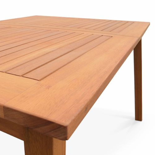 Salon De Jardin En Bois Extensible - Almeria  Table 200/250/300cm Avec 2 Rallonges. 2 Fauteuils Et