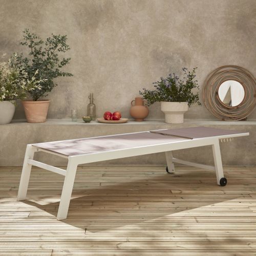 Bain De Soleil - Solis - Transat Textilène Matelassé Et Aluminium 6 Positions. Structure Blanche.