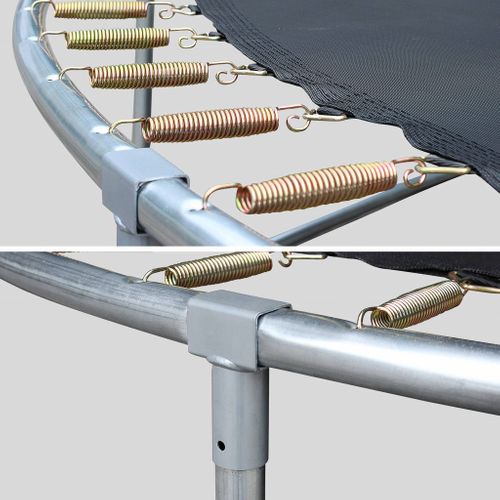 Trampoline Rond D. 490cm Gris Avec Son Filet De Protection - Jupiter - Trampoline De Jardin 490 Cm