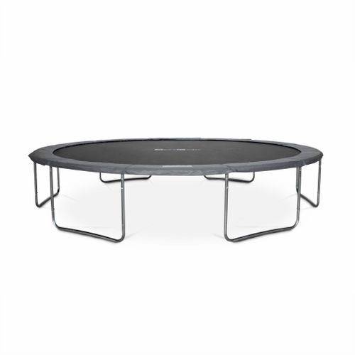 Trampoline Rond D. 490cm Gris Avec Son Filet De Protection - Jupiter - Trampoline De Jardin 490 Cm
