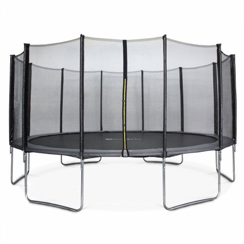 Trampoline Rond D. 490cm Gris Avec Son Filet De Protection - Jupiter - Trampoline De Jardin 490 Cm