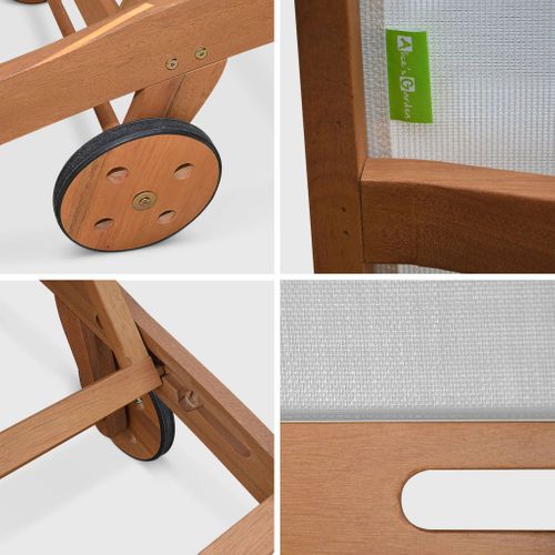 Bains De Soleil En Bois - Marbella Blanc - 2 Transats En Bois D'eucalyptus Huilé Et Textilène Blanc