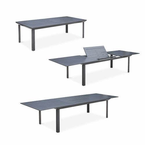 Table De Jardin Extensible Aluminium + 10 Assises - Odenton Anthracite - Grande Table En Aluminium