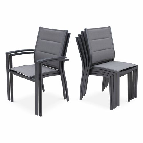 Table De Jardin Extensible Aluminium + 10 Assises - Odenton Anthracite - Grande Table En Aluminium