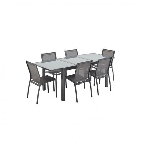 Table De Jardin Extensible Aluminium + 6 Assises - Orlando Gris Taupe - Table En Aluminium