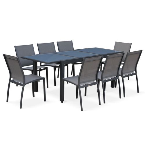 Table De Jardin Extensible Aluminium + 6 Assises - Orlando Gris Taupe - Table En Aluminium