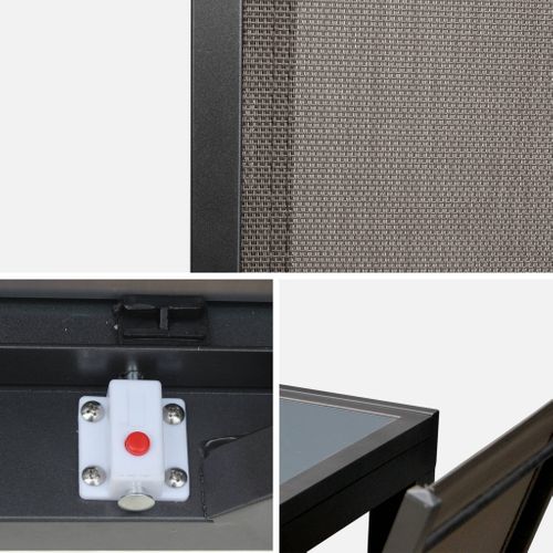 Table De Jardin Extensible Aluminium + 6 Assises - Orlando Gris Taupe - Table En Aluminium