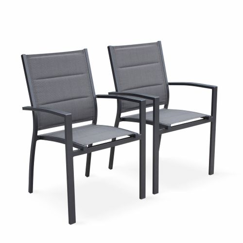 Table De Jardin Extensible Aluminium + 8 Assises Gris Anthracite - Table En Aluminium 200/300cm.