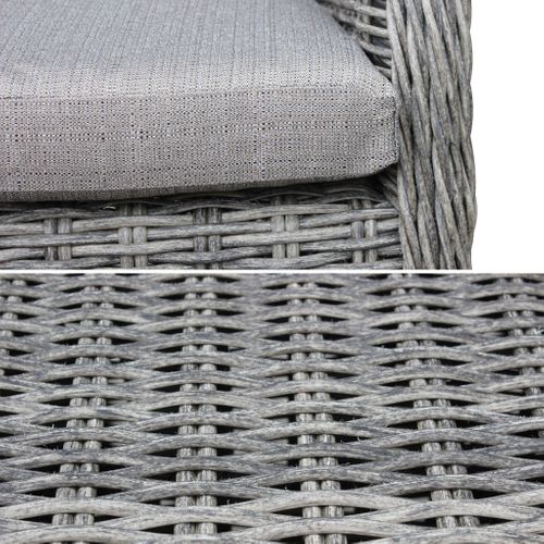 Lot De 2 Fauteuils En Résine Tressée Arrondie - Lecco Gris - Coussins Beiges. Chaises. Structure