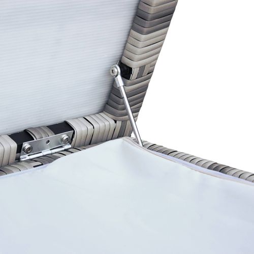 Coffre De Jardin En Résine Tressée - Cassapanca Nuances De Gris - 790l. Vérins. Roulettes. Poignée