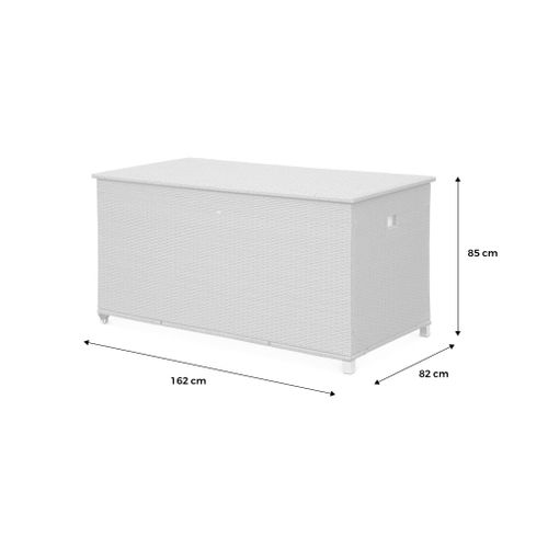 Coffre De Jardin En Résine Tressée - Cassapanca Nuances De Gris - 790l. Vérins. Roulettes. Poignée