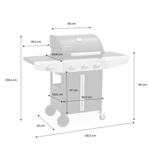 Barbecue Au Gaz - Bazin 3 Gris Anthracite -  Cuisine Extérieure 3 Brûleurs + 1 Feu Latéral Avec