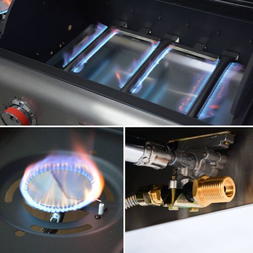 Barbecue Au Gaz - Bazin 3 Gris Anthracite -  Cuisine Extérieure 3 Brûleurs + 1 Feu Latéral Avec