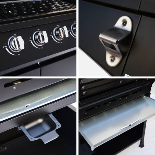 Barbecue Gaz - Treville - Barbecue 7 Brûleurs Dont 1 Feu Latéral Noir. Avec Thermomètre