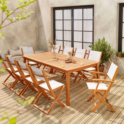 Salon De Jardin En Bois Extensible - Almeria - Grande Table 200/250/300cm Avec 2 Rallonges. 2