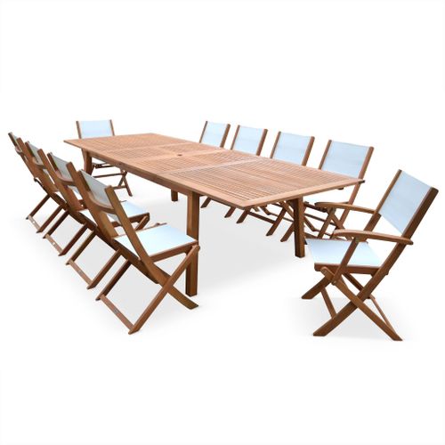 Salon De Jardin En Bois Extensible - Almeria - Grande Table 200/250/300cm Avec 2 Rallonges. 2