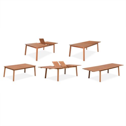 Salon De Jardin En Bois Extensible - Almeria - Grande Table 200/250/300cm Avec 2 Rallonges. 2