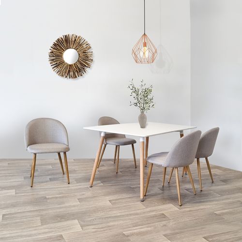 Ensemble Table à Manger Rectangulaire Et 4 Chaises Scandinaves Blanche En Bois - Brevikrossi