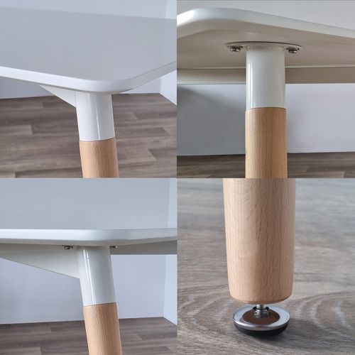 Ensemble Table à Manger Rectangulaire Et 4 Chaises Scandinaves Blanche En Bois - Brevikrossi