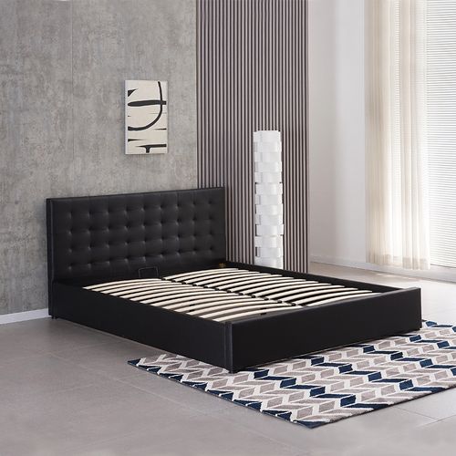 Lit Avec Coffre De Rangement Noir Avec Sommier 160x200 Cm - Dream