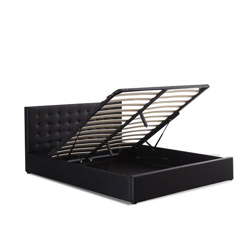 Lit Avec Coffre De Rangement Noir Avec Sommier 160x200 Cm - Dream