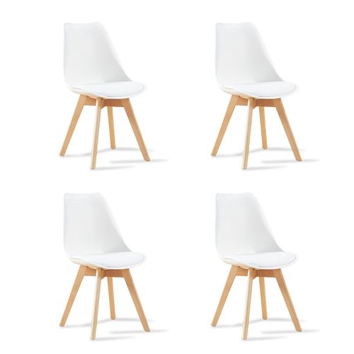 Lot De 4 Chaises Scandinaves Bjorn - 49x58x81 Cm - Blanc