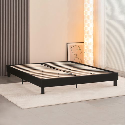 Lit Design Noir Avec Sommier 160x200 Cm - Nocta