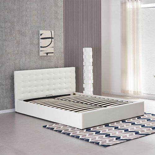 Lit Avec Coffre De Rangement Blanc Avec Sommier 140x190 Cm - Dream